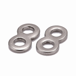 Stainless Steel Color Infinity 201 Stainless Steel Bead Spacer Bars, Stainless Steel Color, 11x6x1mm, Hole: 2.5mm