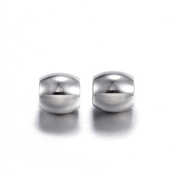 Stainless Steel Color 202 Stainless Steel Beads, Barrel, Stainless Steel Color, 6x6mm, Hole: 4mm