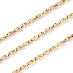 Oro 304 de acero inoxidable cadenas venecianas, cadenas de caja, sin soldar, con carrete, Rectángulo, dorado, 4x2x1 mm, aproximadamente 32.8 pies (10 m) / rollo