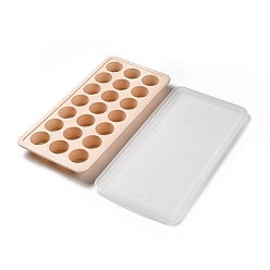 Flat Round Ice Cube Trays, Food Grade Silicone Ice Cube Molds, with Lids, For Whiskey, Cocktail, Beverages, Flat Round, 272x132x21.5mm, Inner Diameter: 30.5mm