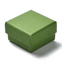 Verde Lima Cajas de sistema de la joyería de cartón, con la esponja en el interior, plaza, verde lima, 5.1x5x3.1 cm