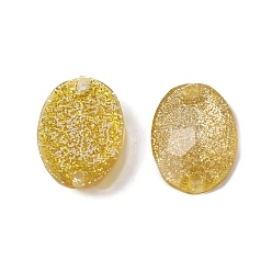 Amarillo Diamantes de imitación ovalados para coser, rhinestone de la resina, enlaces de agujero 2, color de ab, con polvo del brillo, facetados, accesorios de la ropa, amarillo, 22.5x16x5 mm, agujero: 1.2 mm