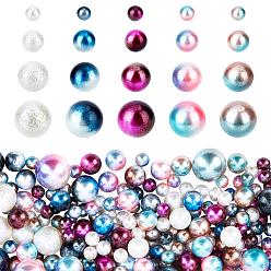 Mixed Color PandaHall Elite 1575Pcs 5 Colors Acrylic Imitation Pearl Beads, Gradient Mermaid Pearl Beads, No Hole, Round, Mixed Color, 1575pcs/bag