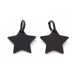 Electrophoresis Black 304 Stainless Steel Charms, Star, Electrophoresis Black, 10x10.6x1.1mm, Hole: 4mm