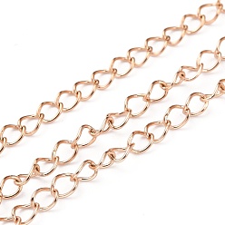 Rose Gold Ion Plating(IP) 304 Stainless Steel Curb Chain, Soldered, with Spool, Oval, Rose Gold, 4x3x0.5mm, 82 Feet(25m)/roll