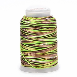 Olive Terne 5 rouleaux 12 cordons en polyester teints par segments, cordon de milan, ronde, vert olive, 0.4mm, environ 71.08 yards (65m)/rouleau