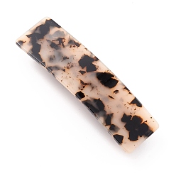 Bisque Cellulose Acetate(Resin) Hair Barrette, with Platinum Iron Findings, Rectangle, Bisque, 84.5x24x14mm