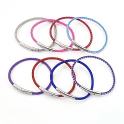 Mixed Color Braided Steel Wire Bracelet Making, with Stainless Steel Finding, Stainless Steel Color, Mixed Color, 7-1/8 inch(18cm), 3mm