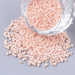 Misty Rose 11/0 Grade A Glass Seed Beads, Cylinder, Uniform Seed Bead Size, Baking Paint, Misty Rose, about 1.5x1mm, Hole: 0.5mm, about 20000pcs/bag