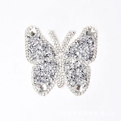 Cristal Apliques de diamantes de imitación con revisión en forma de mariposa, accesorios de vestuario, cristal, 60x60 mm