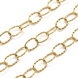 Real 18K Gold Plated 304 Stainless Steel Oval Link Chains, Soldered, with Spool, Real 18K Gold Plated, 9x6x1mm, 10m/roll