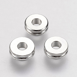 Real Platinum Plated Brass Spacer Beads, Real Platinum Plated, Donut, 6x2mm, Hole: 2mm