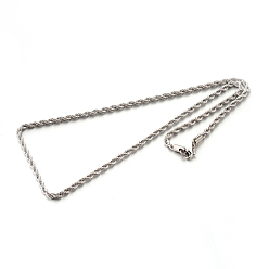 Stainless Steel Color 304 Stainless Steel Rope Chain Necklaces, Stainless Steel Color, 23.6 inch(59.9cm), 4mm