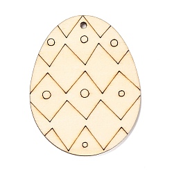 Rhombus DIY Crafts Easter Egg Shape Cutouts Pendants, with Hemp Rope, Rhombus Pattern, 74~84x58~68x2~2.5, Hole: 2.5~3mm, 10pcs/bag
