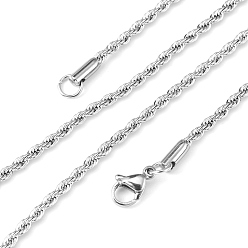 Stainless Steel Color 304 Stainless Steel Necklaces, Size: about 2mm in diameter, 20.1 inch(51cm) long