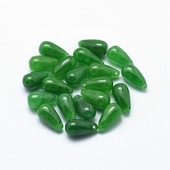 Myanmar Jade Charmes de jade du Myanmar naturel / jade birman, teint, larme, 12x6mm, Trou: 1mm