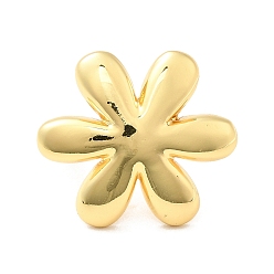Real 18K Gold Plated Brass Flower Open Cuff Ring for Women, Cadmium Free & Nickel Free & Lead Free, Real 18K Gold Plated, US Size 7 3/4(17.9mm)
