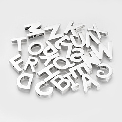 Letter 304 из нержавеющей стали бусы, Начальная буква, случайные смешанные буквы, 13.5~17x6.5~18x3~3.5 мм, отверстие : 2 мм