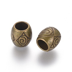 Bronze Antique  Perles européennes en alliage de style tibétain, sans plomb et sans cadmium, couleur de bronze antique, 8x8mm, Trou: 5mm