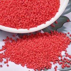 (DB0757) Rojo bermellón opaco mate Cuentas de miyuki delica, cilindro, granos de la semilla japonés, 11/0, (db 0757) rojo opaco mate bermellón, 1.3x1.6 mm, agujero: 0.8 mm, sobre 10000 unidades / bolsa, 50 g / bolsa