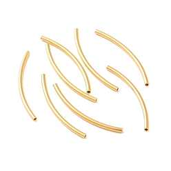 Real 18K Gold Plated 925 Sterling Silver Tube Beads, Curved Tube, Real 18K Gold Plated, 30x1.5mm, Hole: 1mm, about 38pcs/10g