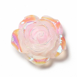 Rose Brumeux Cabochons de résine lumineux, couleur ab , fleur, rose brumeuse, 30.5x30.5x11mm