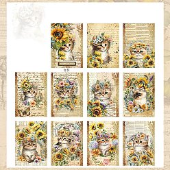 Разноцветный Блокноты из бумаги с рисунком кота, для альбома для вырезок diy, справочная бумага, украшение дневника, красочный, 140x100 мм, 30 листов / комплект