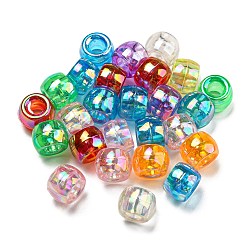 Mixed Color Transparent Acrylic AB Colors European Beads, Large Hole Beads, Rondelle, Mixed Color, 11x8mm, Hole: 5mm