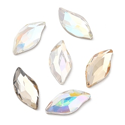 Color mezclado K 5 cabujones de diamantes de imitación de cristal, espalda y espalda planas, facetados, hoja, color mezclado, 20x9.5x4.5 mm
