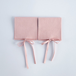 Pink Bolsas de regalo de almacenamiento de joyería de microfibra, bolsas de sobre con tapa de solapa, para la joyería, reloj de embalaje, plaza, rosa, 6x6 cm