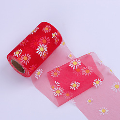 Rouge Rouleaux de tissu de tulle en polyester de mètres, Bobine de ruban de tournesol en maille déco pour mariage et décoration, rouge, 25 pouces (4 mm)