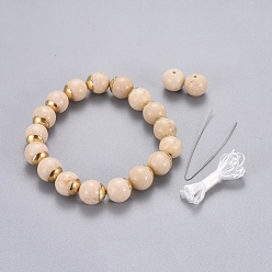 Fossil Natural Fossil Beads Stretch Bracelets, with 304 Stainless Steel Bead Caps, Packing Box, 2-1/4 inch(5.6cm)
