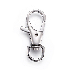 Stainless Steel Color 304 Stainless Steel Swivel Lobster Claw Clasps, Swivel Snap Hook, Stainless Steel Color, 34x16x5mm, Hole: 8mm
