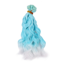 Light Sky Blue Plastic Long Curly Hair Doll Wig Hair, for DIY Girls BJD Makings Accessories, Light Sky Blue, 1000x150mm