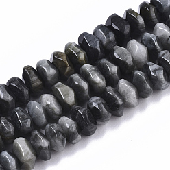 Eagle Eye Stone Natural Hawk's Eye Beads Strands, Eagle Eye Stone, Nuggets, Faceted, 9.5~11x6~7mm, Hole: 1.2mm, about 30~32pcs/strand, 7.48 inch(19cm)