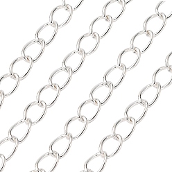 Серебро Железа скручены цепи, несварные, с катушкой, овальные, серебряные, 5x3.5x0.7 мм, около 328.08 футов (100 м) / рулон