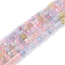 Morganite Natural Morganite Beads Strands, Faceted, Cube, 3.5~4x3.5~4x3.5~4mm, Hole: 0.6mm, about 97~104pcs/strand, 15.35 inch~15.55 inch(39~39.5cm)