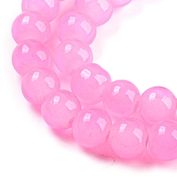 Perlas de Color Rosa De vidrio para hornear de jade imitación pintada hebras de grano redondo, rosa perla, 6.5 mm, agujero: 1.5 mm, sobre 145 unidades / cadena, 31.8 pulgada