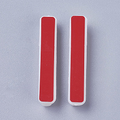 White Plastic Safety Pins, with Adhesive Brooch Base and Iron Pin, Rectangle, White, 31x6x7mm, Pin: 0.7mm