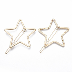 Golden Alloy Hollow Geometric Hair Pin, Ponytail Holder Statement, Hair Accessories for Women, Cadmium Free & Lead Free, Star, Golden, 50x53mm, Clip: 64mm long