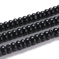 Noir K 9 brins de perles de verre, imitation de perles de verre de jade, rondelle, noir, 8~8.5x4.5~5mm, Trou: 1.4mm, Environ 84 pcs/chapelet, 15.87 pouce (40.3 cm)