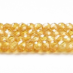 Oro Hilos de cuentas de circonio cúbico, rondelle facetas, oro, 3x2 mm, agujero: 0.6 mm, sobre 164~172 unidades / cadena, 14.57~14.88 pulgada (37~37.8 cm)