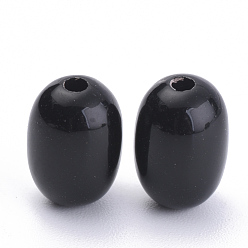 Negro Abalorios de acrílico opacos, oval, negro, 9x7 mm, Agujero: 2 mm, sobre 1990 unidades / 500 g