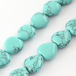 Synthetic Turquoise Synthetic Turquoise Bead Strands, Heart, 10x10x5mm, Hole: 1mm, about 40pcs/strand, 15.3 inch