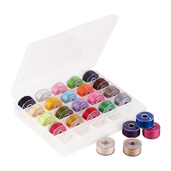 Mixed Color Polyester Thread, with Plastic Spools, for Sewing, Mixed Color, 0.1mm, 25rolls/box