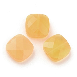 Gold Transparent Glass Beads, Faceted, Square, Gold, 9x9x4mm, Hole: 0.9mm