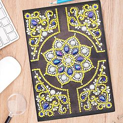 Fleur Kits de cahier de peinture de diamant de modèle de mandala de bricolage, y compris les strass en résine, stylo, plateau & colle argile, motif de fleur, 210x145mm