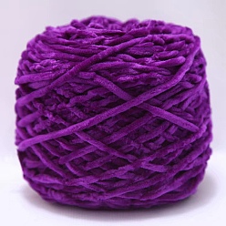Purple Wool Chenille Yarn, Velvet Cotton Hand Knitting Threads, for Baby Sweater Scarf Fabric Needlework Craft, Purple, 3mm, 90~100g/skein