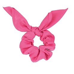 Deep Pink Rabbit Ear Polyester Elastic Hair Accessories, for Girls or Women, Scrunchie/Scrunchy Hair Ties, Deep Pink, 165mm