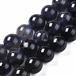Iolite Brins de perles d'iolite / cordiérite / dichroite naturels, ronde, 8mm, Trou: 1mm, Environ 46 pcs/chapelet, 15.35 pouce (39 cm)